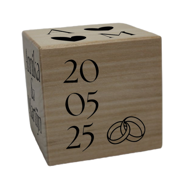 Gepersonaliseerd houten huwelijksblokje | Stiles handmade